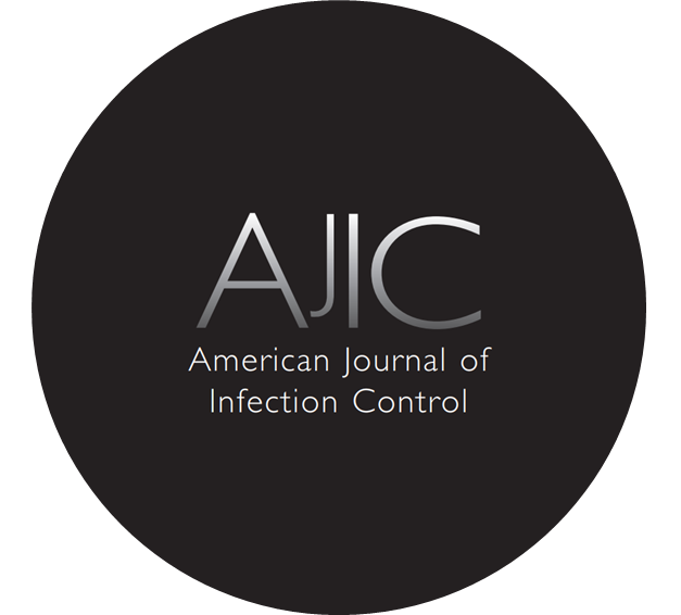 Circular black logo featuring the letters 'AJIC' and the text 'American Journal of Infection Control' on a dark round background.